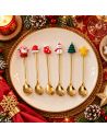 Lot de 6 cuillères de Noël festives en acier inoxydable