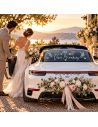 Sticker voiture 'Vive les mariés' floral - Décoration mariage chic
