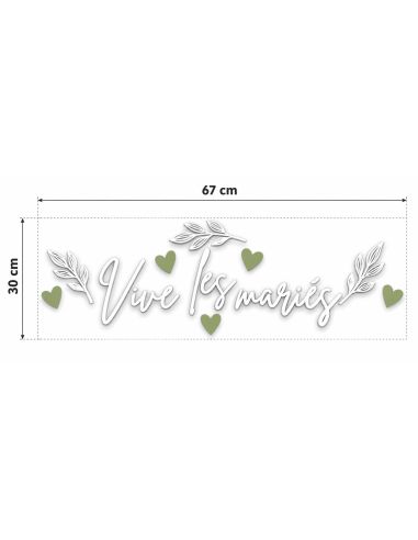 Sticker voiture 'Vive les mariés' floral - Décoration mariage chic
