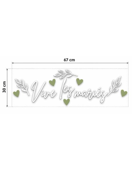 Sticker voiture 'Vive les mariés' floral - Décoration mariage chic