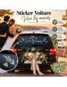 Sticker voiture 'Vive les mariés' floral - Décoration mariage chic