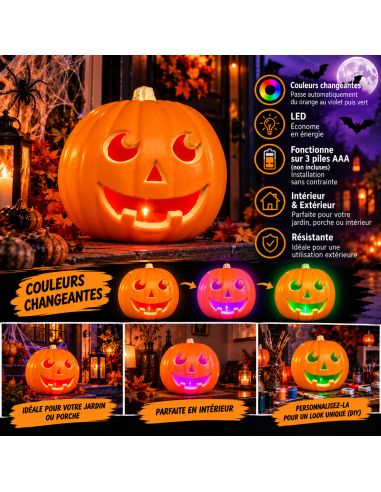 Décoration Halloween Citrouille Lumineuse - Dimensions : 23 x 22 cm