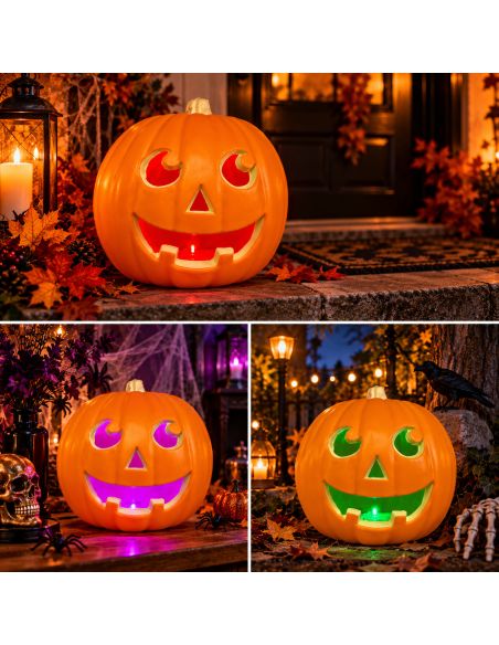 Décoration Halloween Citrouille Lumineuse - Dimensions : 23 x 22 cm