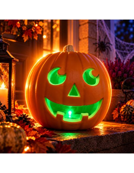 Décoration Halloween Citrouille Lumineuse - Dimensions : 23 x 22 cm
