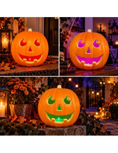 Décoration Halloween Citrouille Lumineuse - Dimensions : 23 x 22 cm