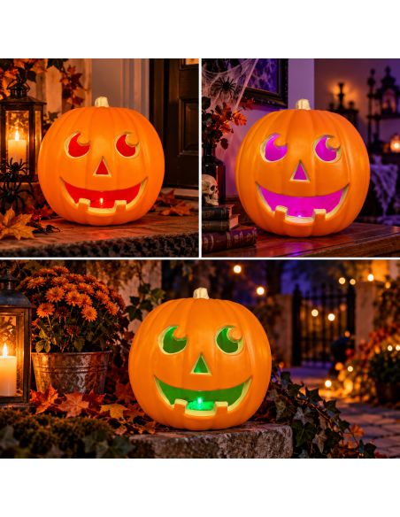 Décoration Halloween Citrouille Lumineuse - Dimensions : 23 x 22 cm