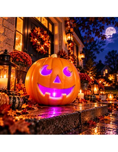 Décoration Halloween Citrouille Lumineuse - Dimensions : 23 x 22 cm