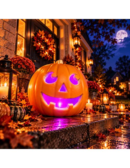 Décoration Halloween Citrouille Lumineuse - Dimensions : 23 x 22 cm