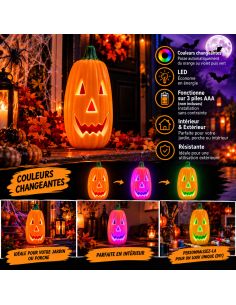 Citrouille Lumineuse LED à Couleurs Changeantes 34cm 2