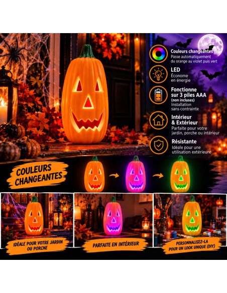 Citrouille Lumineuse LED à Couleurs Changeantes 34cm