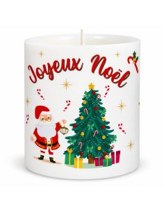 Bougie Ronde Parfumée "Joyeux Noël - Mon Plus Beau Noël " - Dimensions : 8 x 8 x 9,5 cm