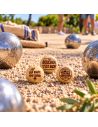 Lot de 3 Cochonnets de Pétanque en Bois Poli avec Message