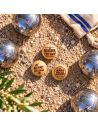 Lot de 3 Cochonnets de Pétanque en Bois Poli avec Message