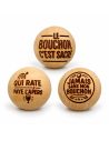 Lot de 3 Cochonnets de Pétanque en Bois Poli avec Message