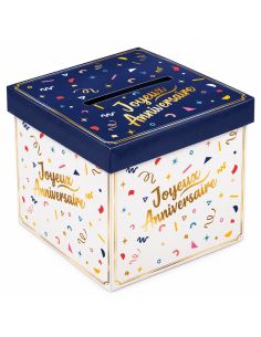 Urne "Joyeux Anniversaire" confettis Party - Dimensions : 20 x 20 x 20 cm