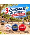 Lot de 3 Cochonnets Pétanque Club - Couleurs : Bleu, Blanc, Rouge