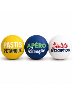 Lot de 3 Cochonnets Pétanque Club - Couleurs : Bleu, Blanc, Jaune
