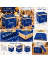 Urne "Joyeux Anniversaire" Bleue et Dorée - Dimensions : 20 x 20 x 20 cm
