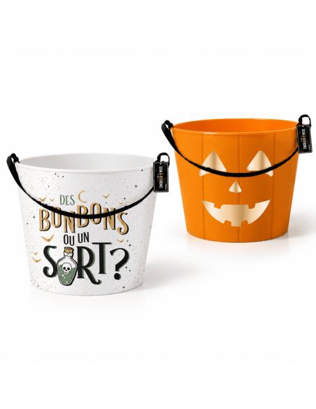 Seaux à bonbons Halloween - Lot de 2 paniers collector