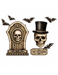 Lot de 4 Stickers Muraux Halloween - Décoration Gothique - 2 variations disponibles