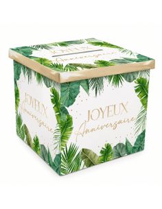 Urne Anniversaire Végétation Tropicale - Dimensions : 20 x 20 x 20 cm