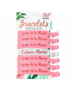 Lot Bracelets pour EVJF - 6 roses et 1 Blanc - Taille Unique