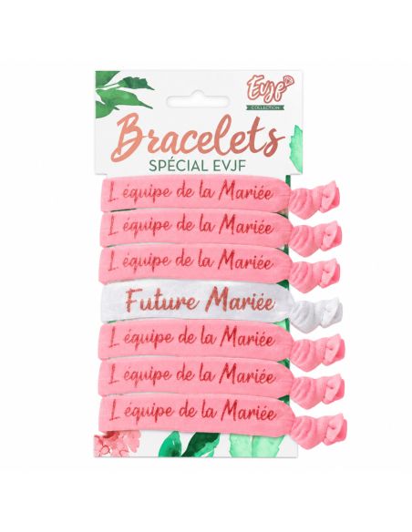 Lot Bracelets pour EVJF - 6 roses et 1 Blanc - Taille Unique