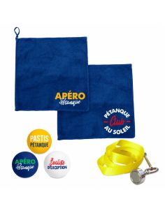 Pack Accessoires Pétanque : Ramasse-boule Aimanté, 2 Chiffonnettes Microfibre et 3 Buts Marqués