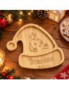 Plateau de Service en Bois Naturel Forme Bonnet de Noël