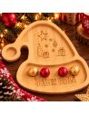 Plateau de Service en Bois Naturel Forme Bonnet de Noël