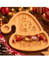 Plateau de Service en Bois Naturel Forme Bonnet de Noël
