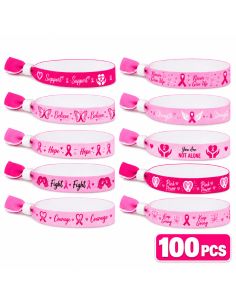 Lot de 100 Bracelets Espoir et Force - Octobre Rose