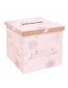 Urne d'anniversaire chic rose et or - 20x20cm