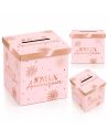Urne d'anniversaire chic rose et or - 20x20cm