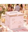 Urne d'anniversaire chic rose et or - 20x20cm