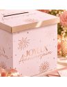 Urne d'anniversaire chic rose et or - 20x20cm