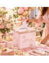 Urne d'anniversaire chic rose et or - 20x20cm