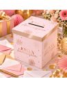 Urne d'anniversaire chic rose et or - 20x20cm