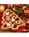 Plateau de Service en Bois Naturel Forme Sapin de Noël