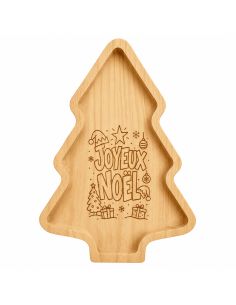 Plateau de Service en Bois Naturel Forme Sapin de Noël