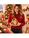 Plateau de Service en Bois Naturel Forme Sapin de Noël