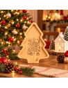 Plateau de Service en Bois Naturel Forme Sapin de Noël