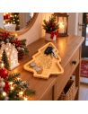 Plateau de Service en Bois Naturel Forme Sapin de Noël