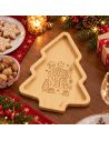 Plateau de Service en Bois Naturel Forme Sapin de Noël