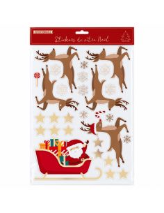 Lot de Stickers De Vitre Traineau Père-Noël - Faciles à poser et Repositionnables
